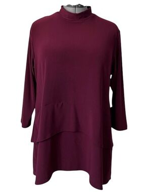 Sympli Wine Waterfall tunic top size 14 NEW